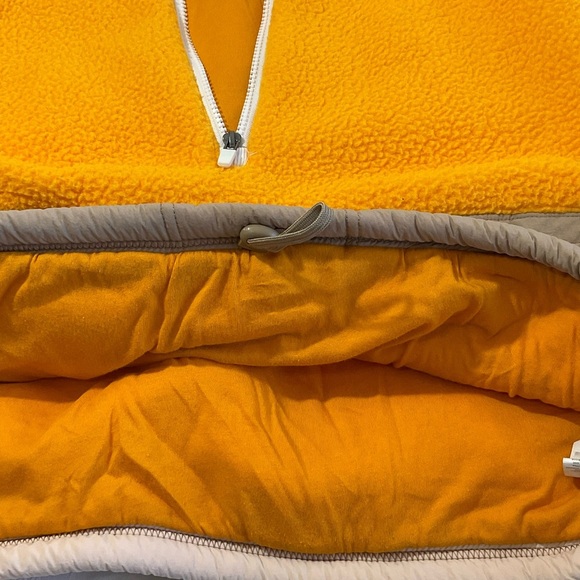 Fabletics Mallory Fleece Colorblock crop half zip yellow & Khaki Pullover, Sz M - Picture 5 of 9